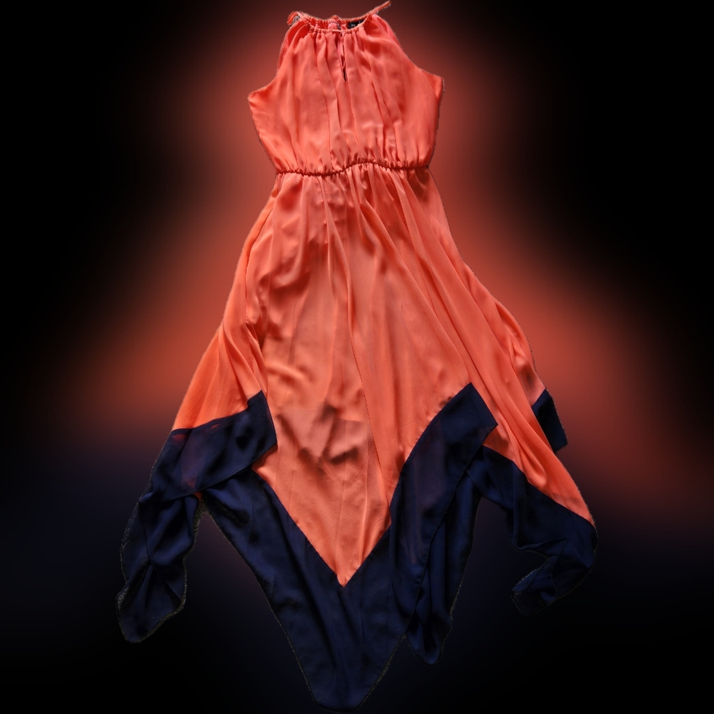 Coral and navy dress